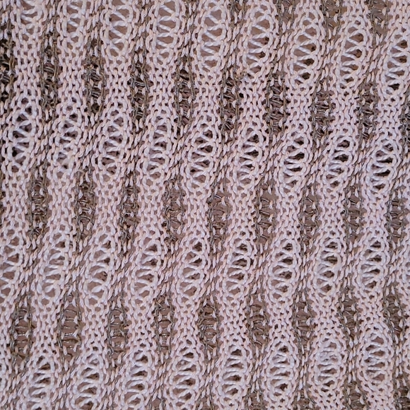 Vintage 80s Escada Pink Tan Striped Pattern Linen Blend Knit Top - Picture 2 of 8